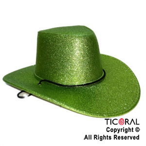 SOMBRERO COWBOY GLITTER VERDE x 1